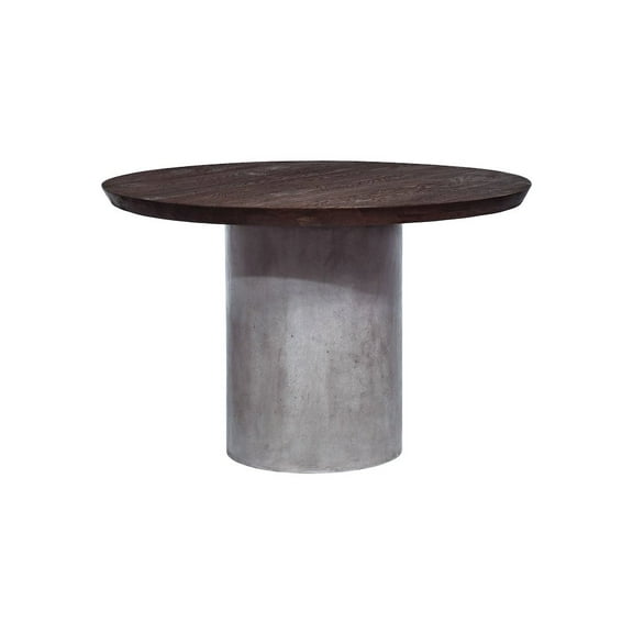 Modrest Renzo Modern Round Oak & Concrete Dining Table