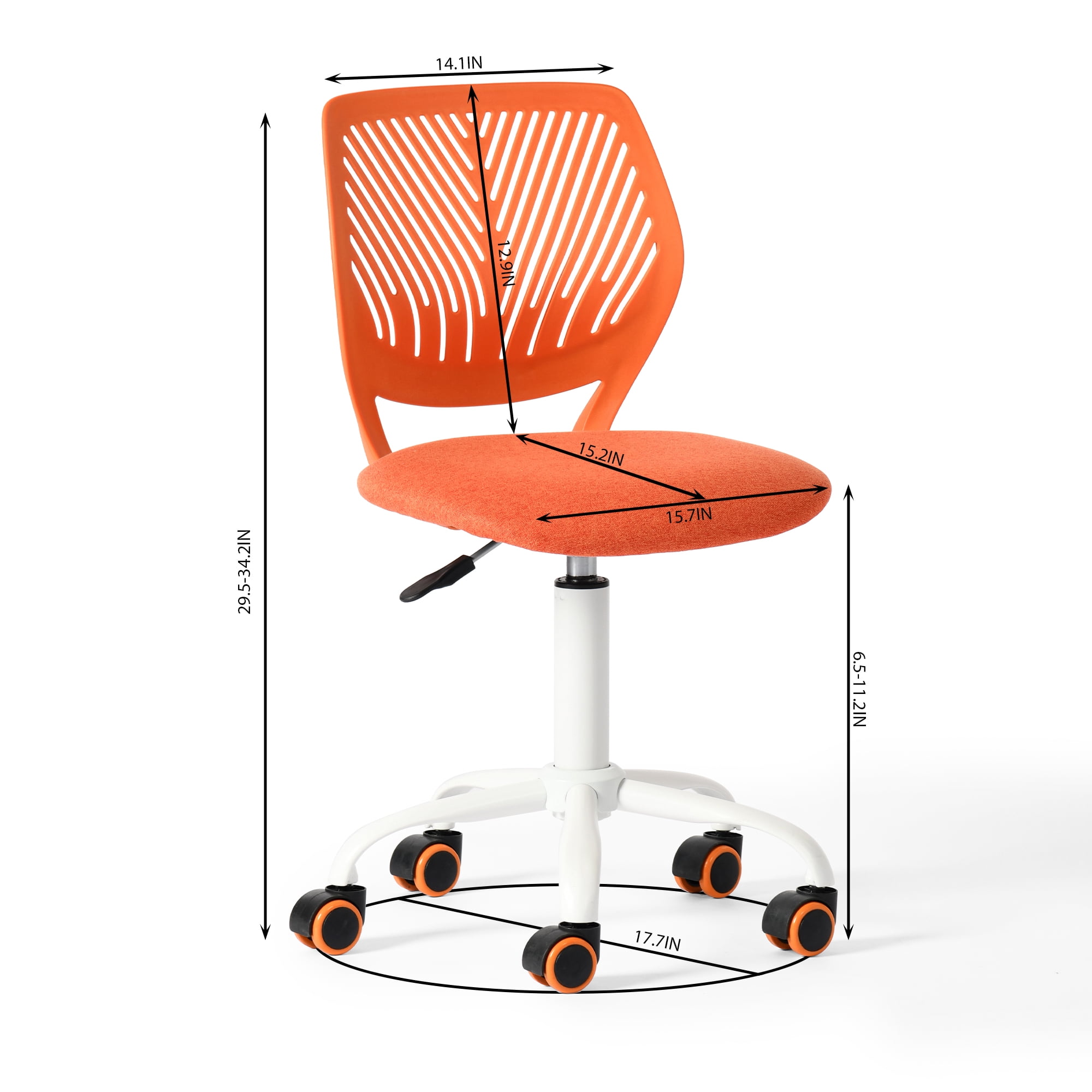 Homy Casa Adjustable Teen Desk Chair with Wheels, Swivel Office Chair with Mesh Back, Citrus POP