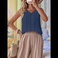 thumbnail image 4 of Camisetas de Sin Mangas para Mujer, Blusas Informales Holgadas con Cuello en V, Blusas Tipo Túnica, Azul Oscuro, Talla M, 4 of 9