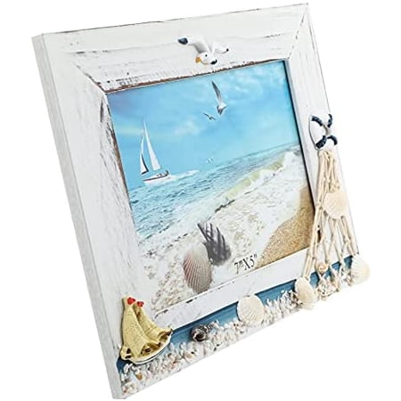 YOITEA Wooden Photo Frames Nautical Theme Photo Frames Holder Wooden Picture Frame Ocean Photo ...