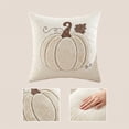 thumbnail image 5 of Halloween Throw Pillow Covers 18x18 Inch, Soft Plush Pumpkin White Decorative Square Pillowcases, Farmhouse Holiday Cushion Covers for Sofa Living Room Home Fall Halloween Thanksgiving Decor, 5 of 5