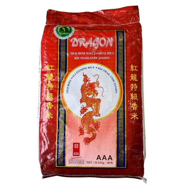 Red Dragon - Rice Thai Hom Mali - 1ct - 40lb - Authentic AAA Grade Fragrant Jasmine Rice for Professional Kitchens and Large Households (1ct)