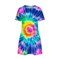 thumbnail image 5 of Hvot&aat Tie-dye T Shirt Dress for Women Casual Crew Neck Short Sleeve Beach Dress Knee Length Midi Sundress, 5 of 5