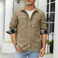 thumbnail image 3 of Men's Long Sleeve Utility Shirt Jacket Plaid Lined Button Down Shirt Collared Versatile Casual Shirt Work Outerwear, 3 of 7