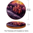 thumbnail image 3 of Castle 6PCS Microfiber Leather Round Coasters, 11x11 cm/4.3x4.3 in - Set of 6 Drink Coasters for Home and Office Use, 3 of 6