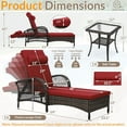 thumbnail image 4 of EPICOZY Outdoor Wicker Lounge Chair Set, 6-Position Adjustable Patio Chaise Lounge w/Side Table, All Weather Lay Flat Pool Sunbathing Recliner, Armrest & Head Pillow, Fade-Resistant, Red, 4 of 7
