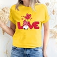 thumbnail image 2 of Women's Valentine's Day Short Sleeve Shirts Gnome Graphic Casual Basic Tees Tunic Crew Neck Printed Blouses Tops (2XL, Yellow), 2 of 5