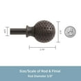 thumbnail image 5 of Kenney Woven Ball 90-130" Steel Adjustable Curtain Rod, 5/8" Dia., Weathered Brown, 5 of 6