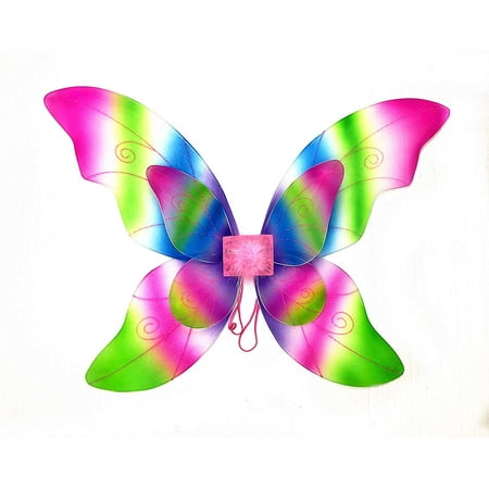 Mozlly Double Layer Rainbow Multicolored Fairy Wings For Adults w/ Strap 23