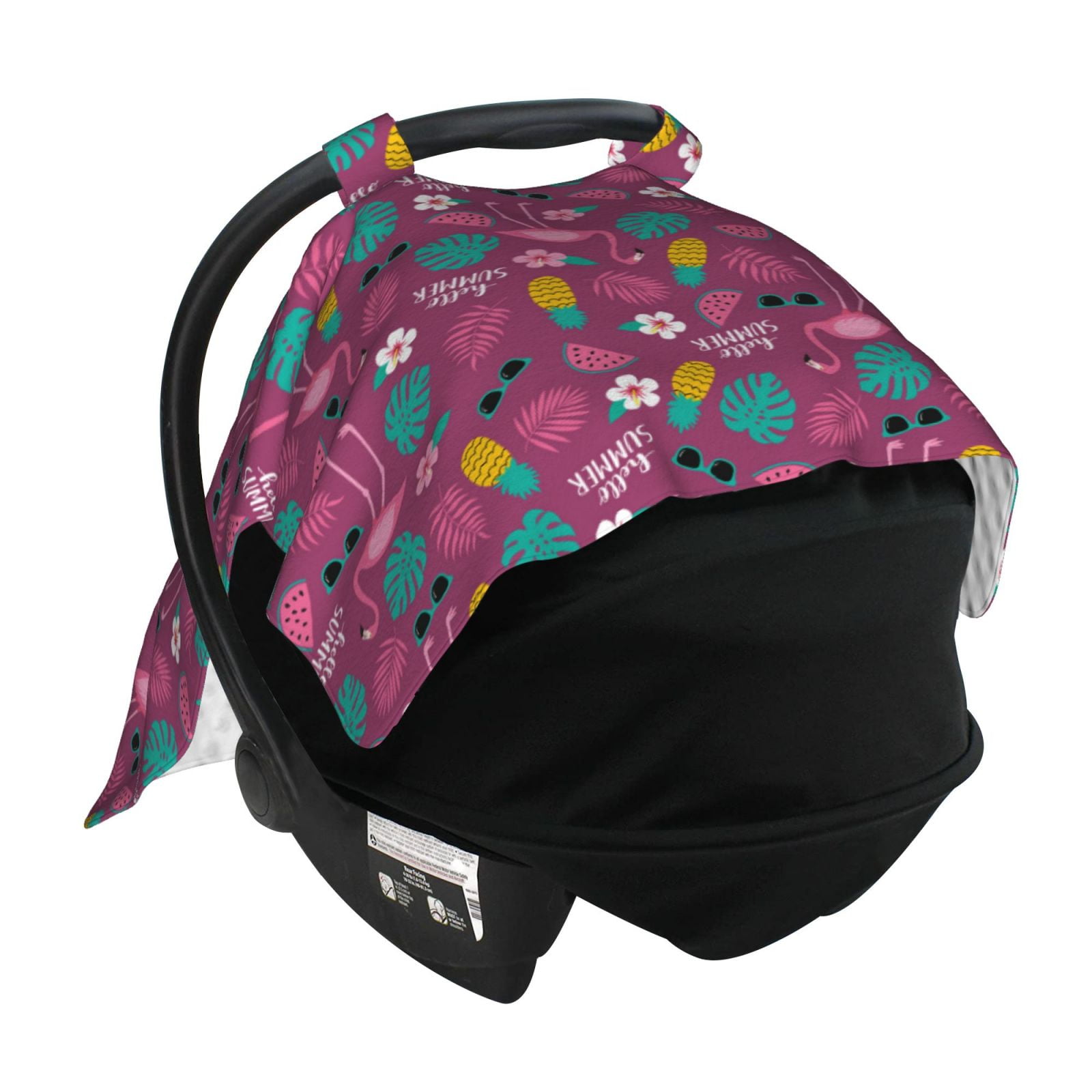 Car Seat Cover Baby - Summer Flamingo Breathable Infant Car Seat Cover for Baby Carseat, Lightweight Comfort Baby Essentials Must Haves Newborn Stuff for Girl Boy