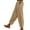 Khaki, variant on ManxiVoo Women Slim Fit Casual Pants Linen Cotton Comfortable Elastic Waist Pocket Trousers Everyday Wear L Size Black