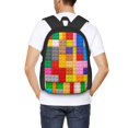 thumbnail image 5 of Balery Colorful Plastic Blocks Pattern Backpack for Men and Women - Durable 600D Oxford Cloth -Large Capacity, Water-Resistant School, Travel, and Hiking Bag, 5 of 7