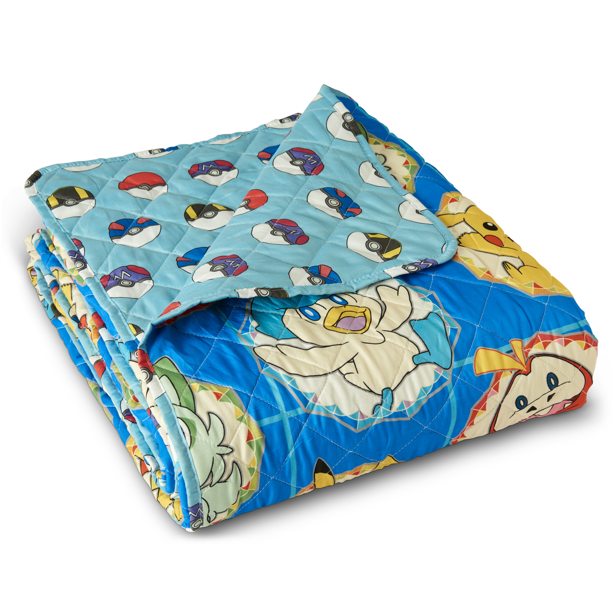 Pokemon Framed Characters Twin/Full Reversible Microfiber Quilted Blanket, 62x90 inches