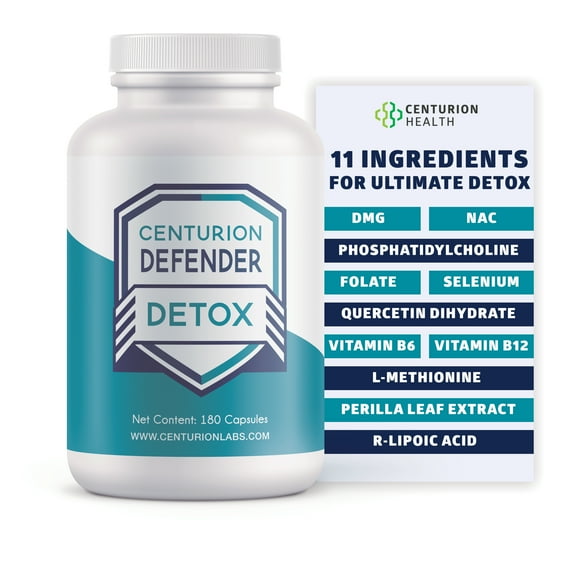 Centurion Defender Detox, Liver Cleanse Detox & Repair Supplement with Phosphatidylcholine, Vitamin B6, Folate, L-Methionine and R-lipoic Acid, 180 Caps