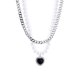 thumbnail image 1 of Collar en capas de corazón negro Txlixc Collar de Moda Cadena de metal y perlas, 1 of 10