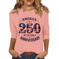 thumbnail image 2 of KDDYLITQ 250th Anniversary Usa Tshirt for Women Patriotic National Flag Print 3/4 Sleeve Tees 4th July Usa Flag July 4th T-Shirts Red White and Blue Trendy Crew Neck Tops Watermelon Red 2XL, 2 of 6