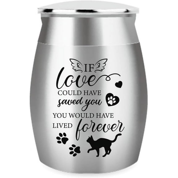 1.57 Inch Small Keepsake Urns for Cat Ashes Mini Cremation Urns for Ashes Stainless Steel Memorial Ashes with Paw Prints If Love Could Have Saved You You Would Have Lived Forever diy