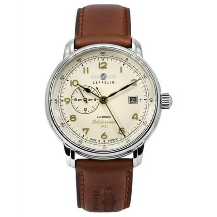 Zeppelin Mediterranean Leather Strap Beige Dial Automatic 96685 Men's Watch