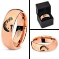 thumbnail image 4 of Tungsten Horse Horses Equestrian Equine Equidae Band Ring 7mm Men Women Comfort Fit 18k Rose Gold Dome Polished, 4 of 4