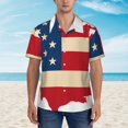 thumbnail image 2 of Honeii American Flag Map Print Men’s Hawaiian Shirt,Classic Button-Down Short Sleeve Shirt, for Beach, Vacation, and Outdoor Activities,XX-Large, 2 of 7