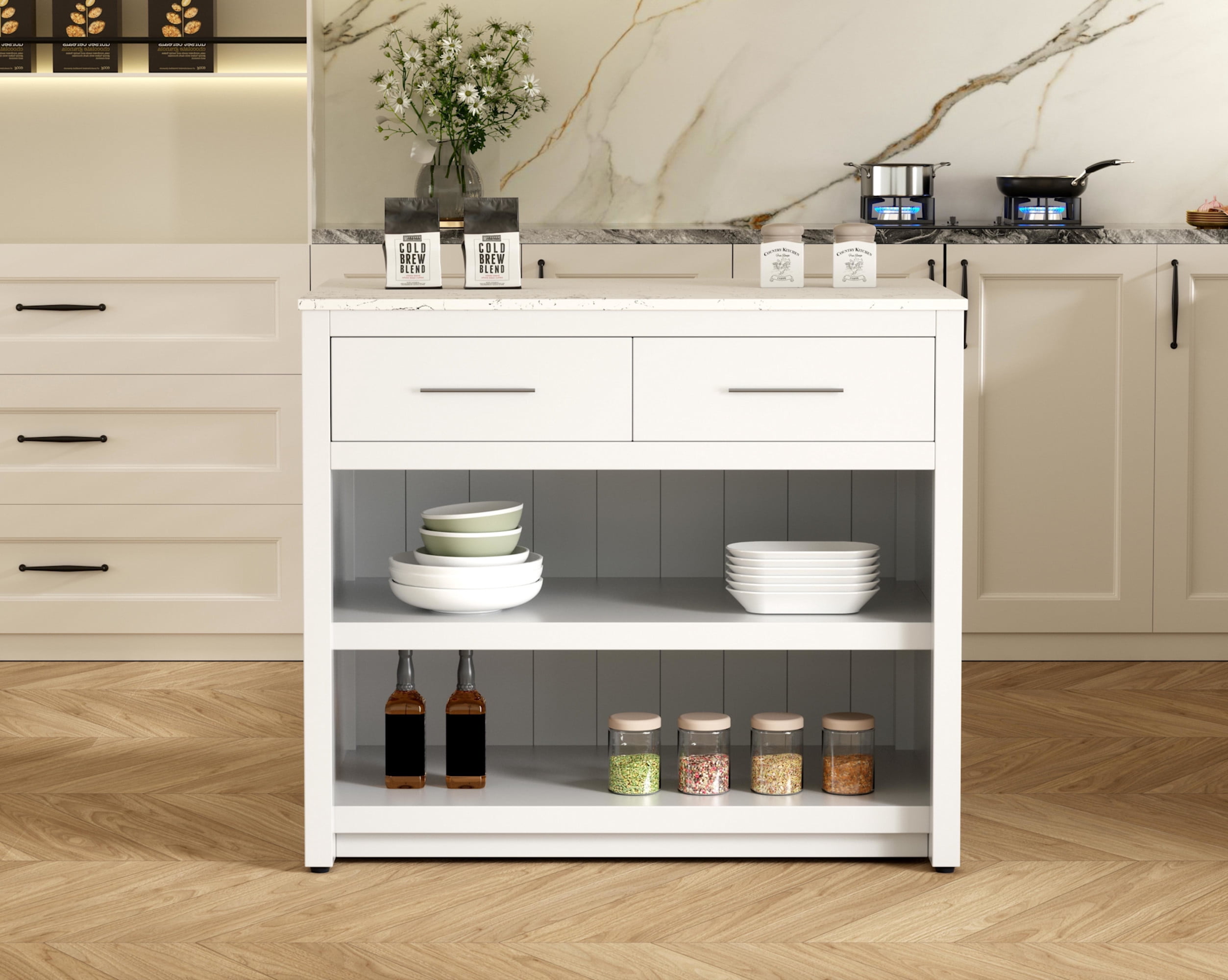 Elegant Kitchen and Bath 42 inch Kitchen Island in White