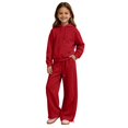 thumbnail image 5 of GiLiling Girls Pullover Hoodie with Kangaroo Pocket and Wide Leg Pants Set, Kids 2 Piece Fall Winter Sweatsuit Outfits (Red, 5-6 Years), 5 of 8