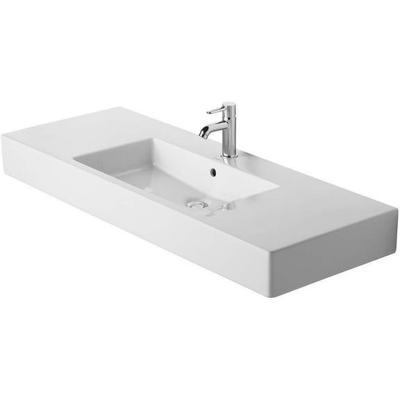 Duravit 032912-3Hole Vero 50" Ceramic Vanity Top - White with WonderGliss / Glazed