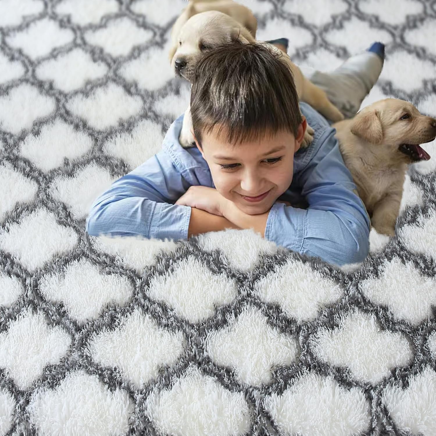 Sanmadrola Area Rug for Bedroom,6.5'X8.2',Fluffy Shag Rug for Living Room,Furry Carpet for Kids Room,Shaggy Throw Rug for Nursery Room,Fuzzy Plush Rug Carpet,Rectangle,Cute Room Decor for Baby