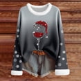 thumbnail image 3 of MHFRRA Camiseta de Manga Larga con Cuello, Estampado Festivo, Blusa Suave y Acogedora con Cuello Redondo para Atuendos de Fiesta de Temporada. Gris, 3 of 3