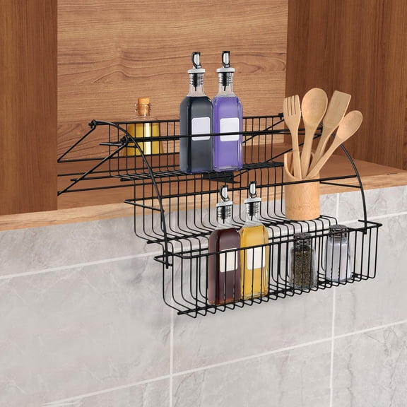 Pull Down Spice Rack 3-Tier Kitchen Storage Rack for Spices, Seasonings, and Small Items, Easy Installation, Space-Saving Design