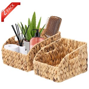 Tripumer Handmade Water Hyacinth Storage Baskets, 2-Pack