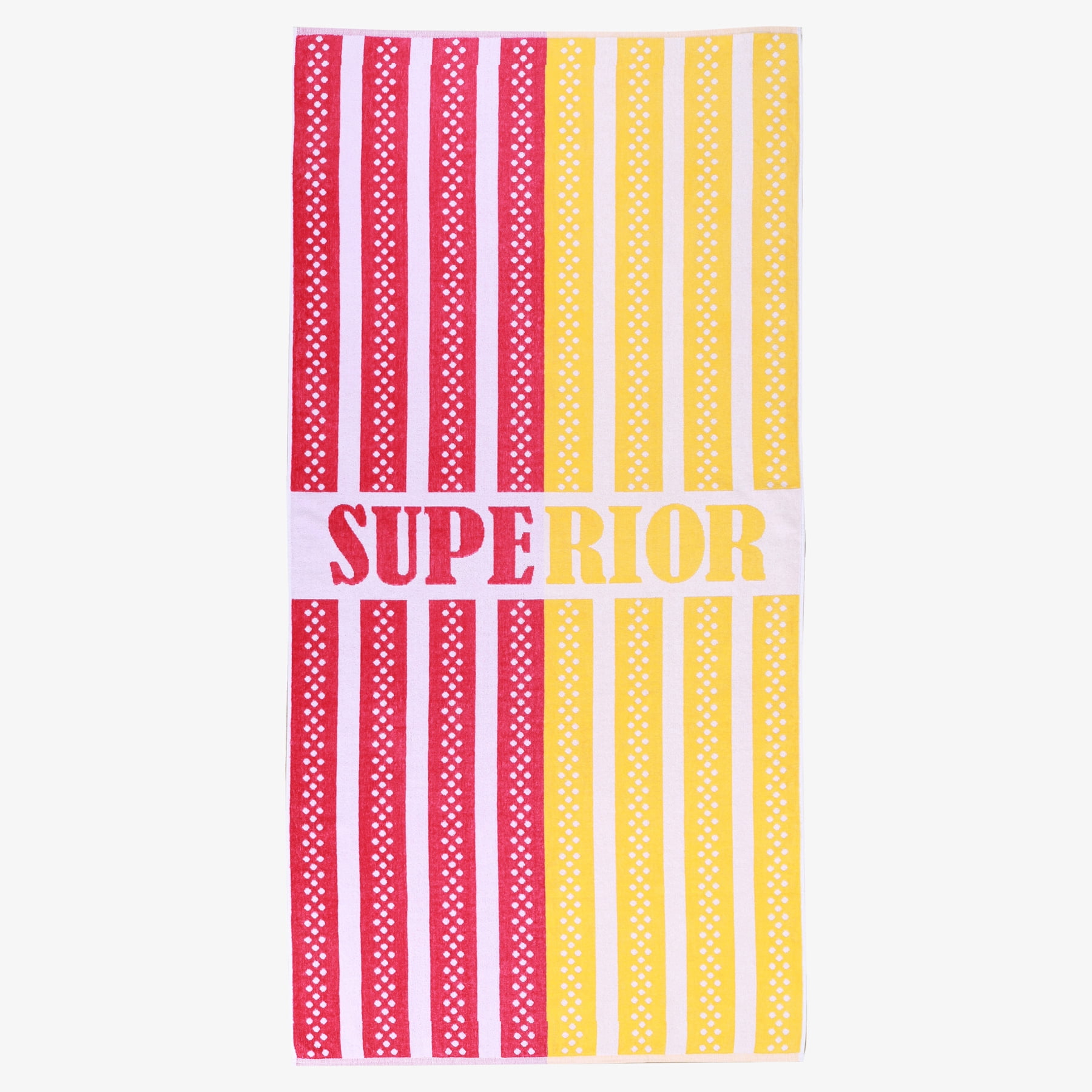 Superior Striped Cotton Large Oversized Beach Towel, 34" x 68", Warm, Red/ Yellow