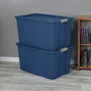 Sterilite 34 Gallon Extra-Large Storage Bin, Plastic Storage Container with Latch Lid, Blue