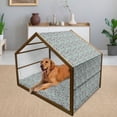 thumbnail image 2 of Floral Pet House, Wild Orchids Exotic Spring Blooms Feminine Themed Hand Drawn Plants, Outdoor & Indoor Portable Dog Kennel with Pillow and Cover, 5 Sizes, Mint Green Navy Blue, by Ambesonne, 2 of 4