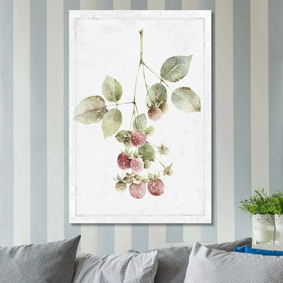 wall26 - Canvas Wall Art - Hand Drawn Strawberry Vine Tree Minimal Fruit Series Artwork - Giclee Print Gallery Wrap Modern Home Art Ready to Hang - 16x24 inches