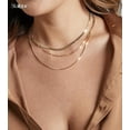 thumbnail image 3 of Gargantilla de oro en capas para mujer, collar de cadena rellena de oro de 14 quilates para mujer, diseño de espiga, cadena de tenis, disco, etiqueta de perro, circonita cúbica, conjunto de, 3 of 4