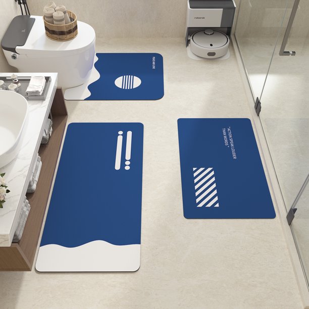 Color G Bathroom Rug Set 3 Piece, Rubber Non Slip Bath Rug, Water