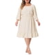 thumbnail image 1 of Vestido midi de mujer de talla grande Agnes Orinda con cintura fruncida y puntos suizos, mangas 3/4, 2X, color albaricoque, 1 of 5