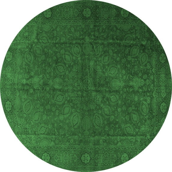 Ahgly Company Indoor Round Persian Emerald Green Traditional Area Rugs, 8' Round