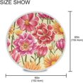 thumbnail image 3 of Coolnut 60" Peony Flower Floral Leaves Outdoor Round Tablecloth, Waterproof Stain-Resistant Non-Slip Circular Tablecloth with Umbrella Hole and Zipper for Tabletop Backyard Party BBQ Decor, 3 of 7