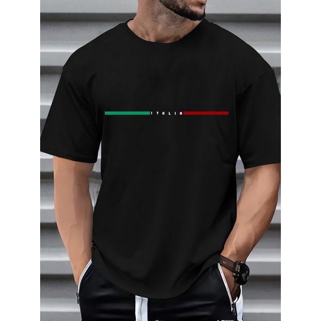 " Paris" Creative Print Casual Novelty T-Shirt For Men, Short Sleeve Summer& Spring Top, Comfort Fit, Stylish Streetwear Crew Neck Tee For Daily Wear