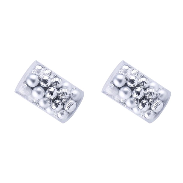 Toystoory Adornos de bolas de árbol de Navidad, combinación de adornos de Bolas de plástico de 4cm, decoración de de fiesta en casa, 34 Uds. plata 2piezas
