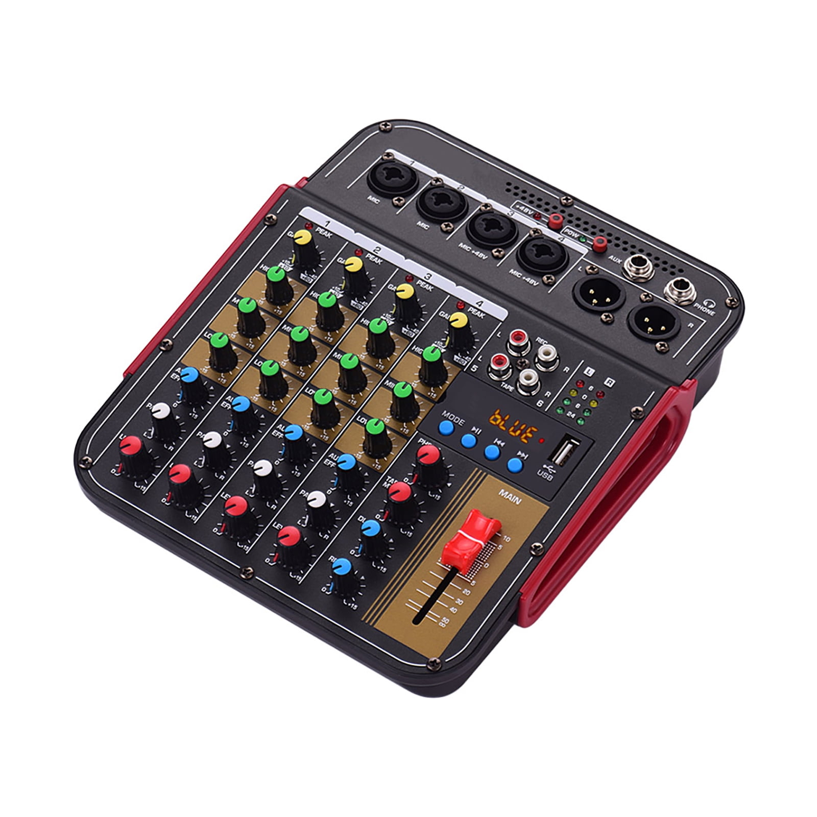 Muslady SM-68 6-Channel Sound Card Mixing Console Mixer Built-in 16 Effects with USB Audio Interface Supports 5V Power Bank for Recording DJ Network Live Broadcast Karaoke 
