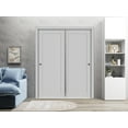 thumbnail image 3 of Sliding Closet Bypass Doors 56 x 96 inches | Quadro 4111 Matte Grey | Sturdy Rails Moldings Trims Hardware Set | Wood Solid Bedroom Wardrobe Doors, 3 of 6