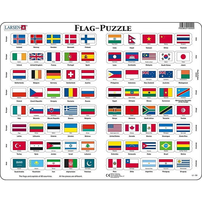 Flags of the world Drapeaux Pays Puzzle magnets 100 pieces 23x33 cm 