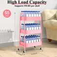 thumbnail image 2 of Carrito Organizador de 3 Niveles, Carrito de Almacenamiento Metálico con Ruedas de 360° y Freno, Estante Multiusos sin Tornillos para Cocina, Baño, Oficina (Rosa), 2 of 4