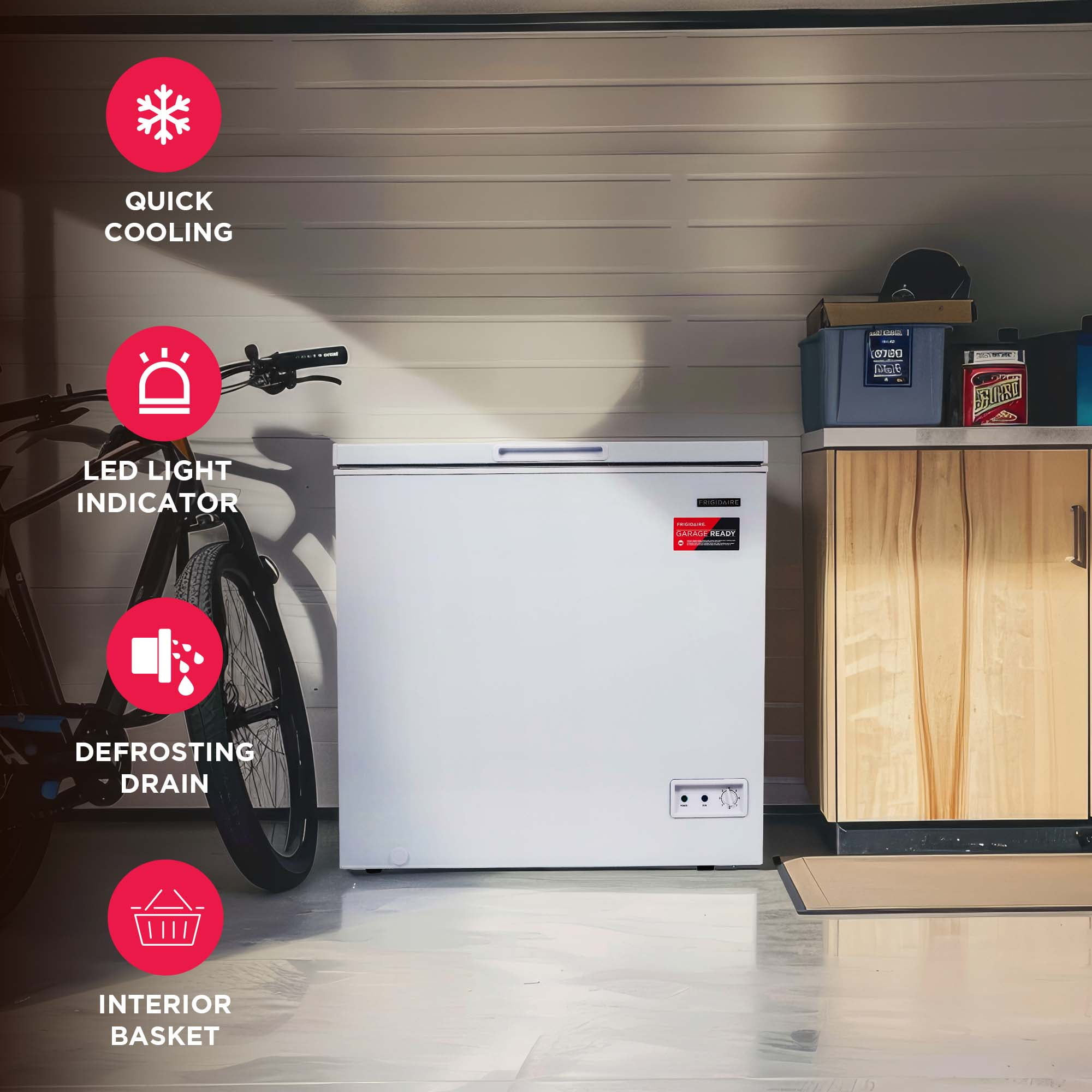 Frigidaire 7.0 cu ft Chest Freezer, White - Deep Freezer for Garage, Kitchen, Basement, Large Capacity for Bulk Storage