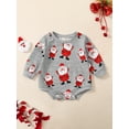thumbnail image 2 of Qmyliery Infant Baby Christmas Jumpsuit, Cartoon Santa Claus Pattern Print Long Sleeve Round Neck Romper for Boys Girls,0-18 Months, 2 of 8