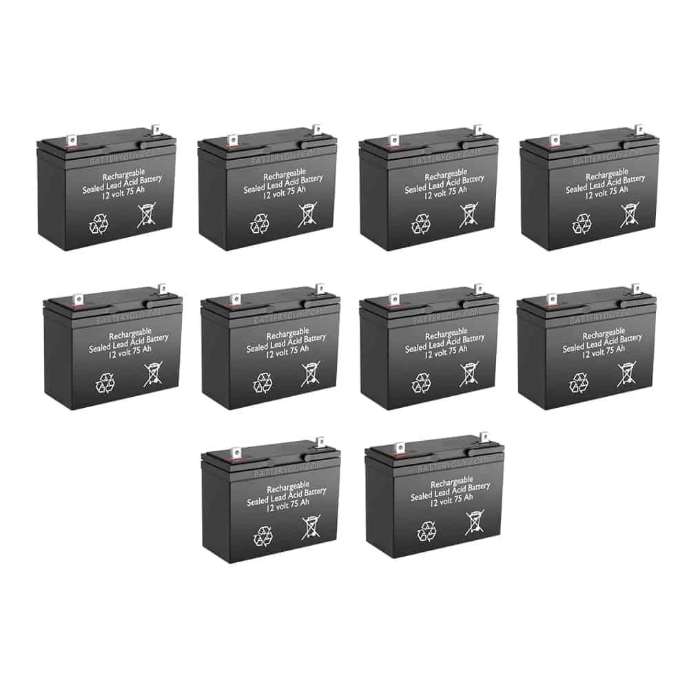 BatteryGuy Best Technologies BATA-007 replacement 12V 75Ah battery - BatteryGuy brand equivalent (Qty of 10)