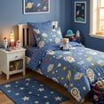 thumbnail image 3 of JOLUSERE 2-Piece Outer Space Blue Comforter Twin Set,Soft Bear Astronaut Planet Quilt Bedding Set for Kids Boys, 3 of 9
